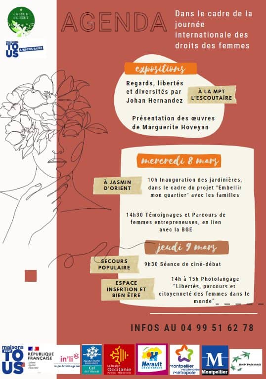 Affiche journée du 8 mars 2023. "Regards, libertés, diversités"