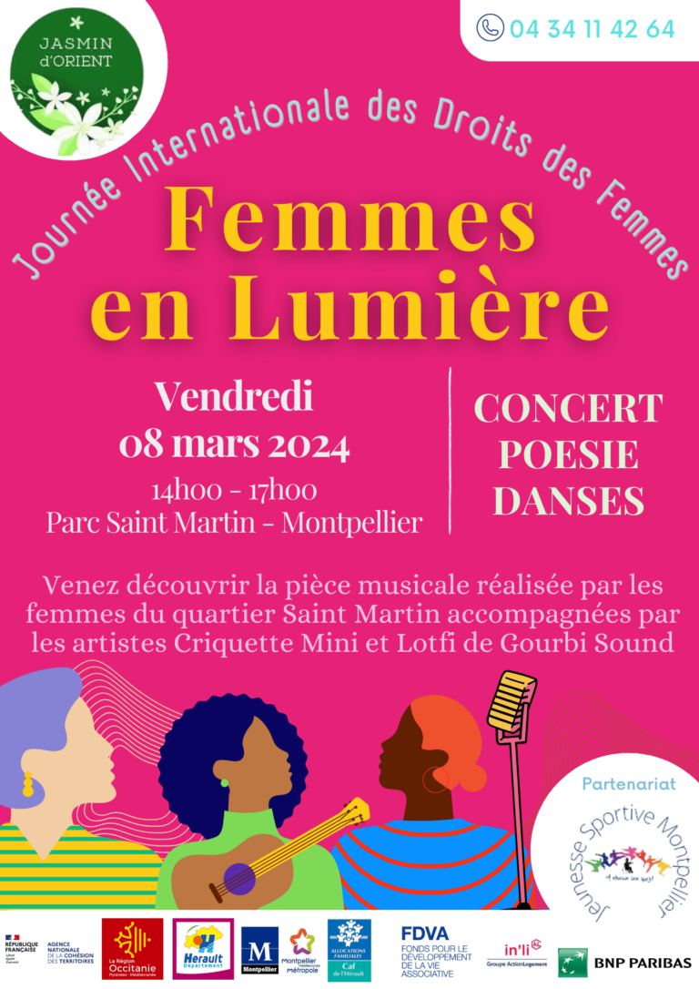 Affiche journée du 8 mars 2024. "Femmes en lumière"
